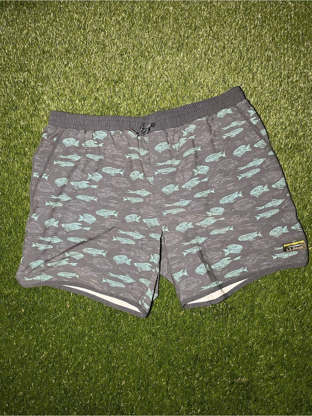 L.L. Bean Gray Swim Shorts/Active Wear W/ Spandex Liner Men's XXL